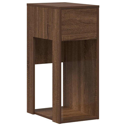 Brown Oak Computer Tower Stand with Drawer - 35x45x77 cm