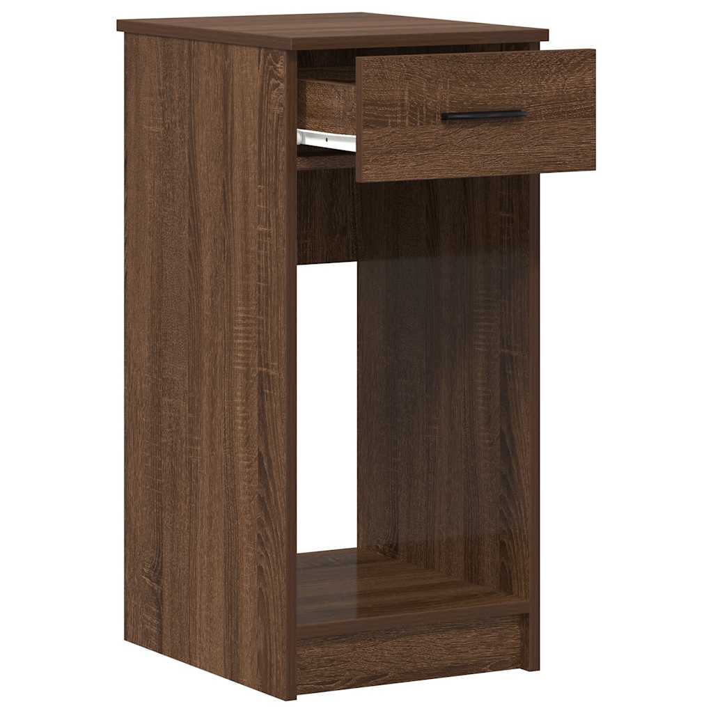 Brown Oak Computer Tower Stand with Drawer - 35x45x77 cm