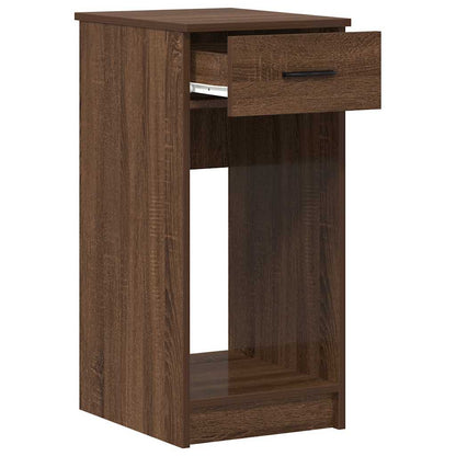 Brown Oak Computer Tower Stand with Drawer - 35x45x77 cm