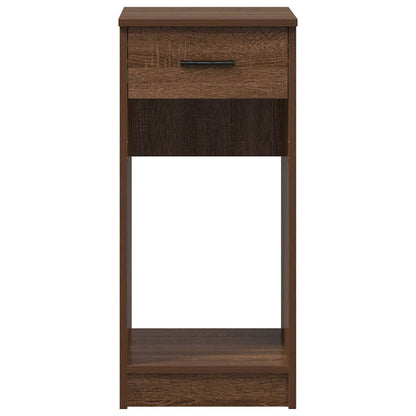 Brown Oak Computer Tower Stand with Drawer - 35x45x77 cm