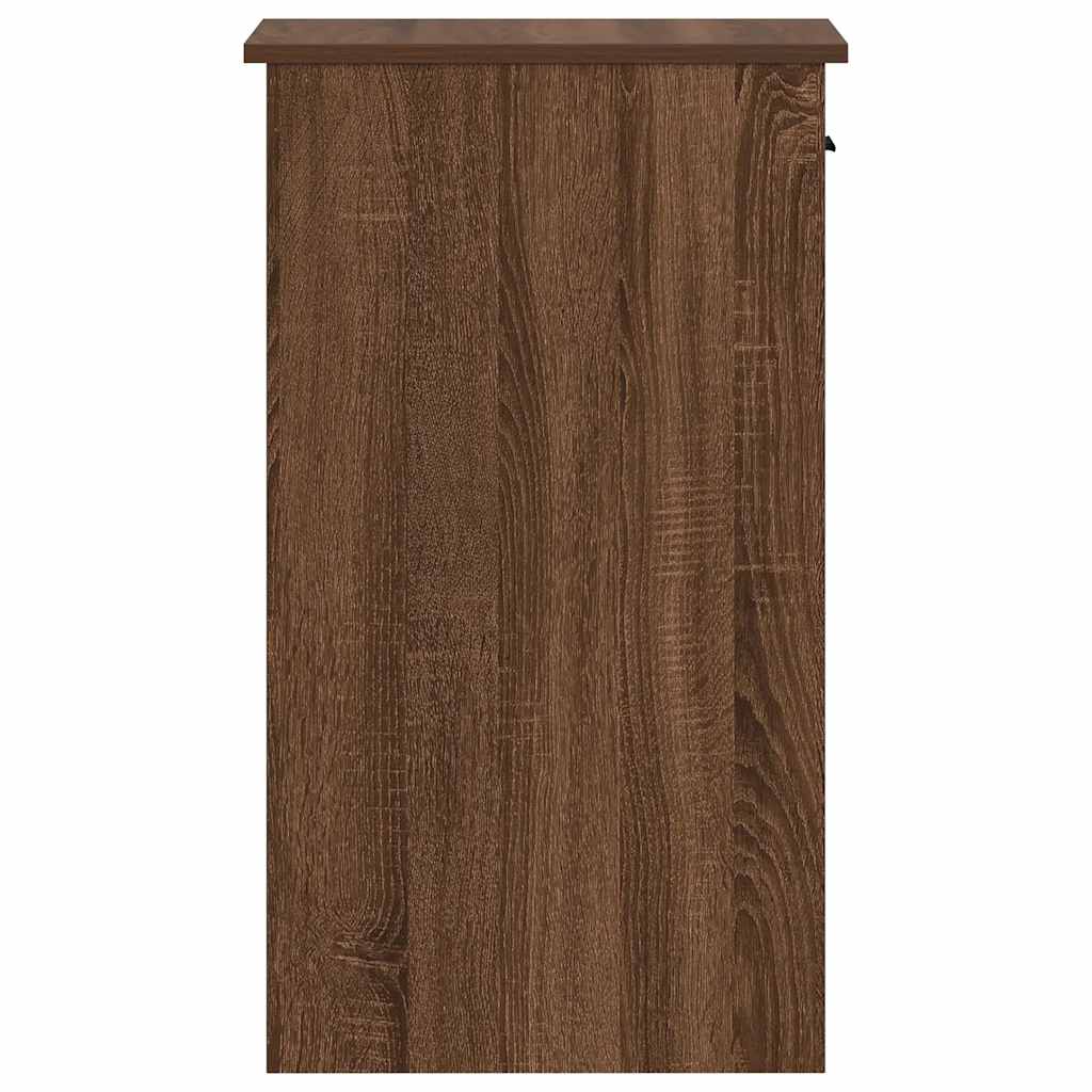 Brown Oak Computer Tower Stand with Drawer - 35x45x77 cm