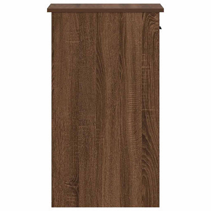 Brown Oak Computer Tower Stand with Drawer - 35x45x77 cm