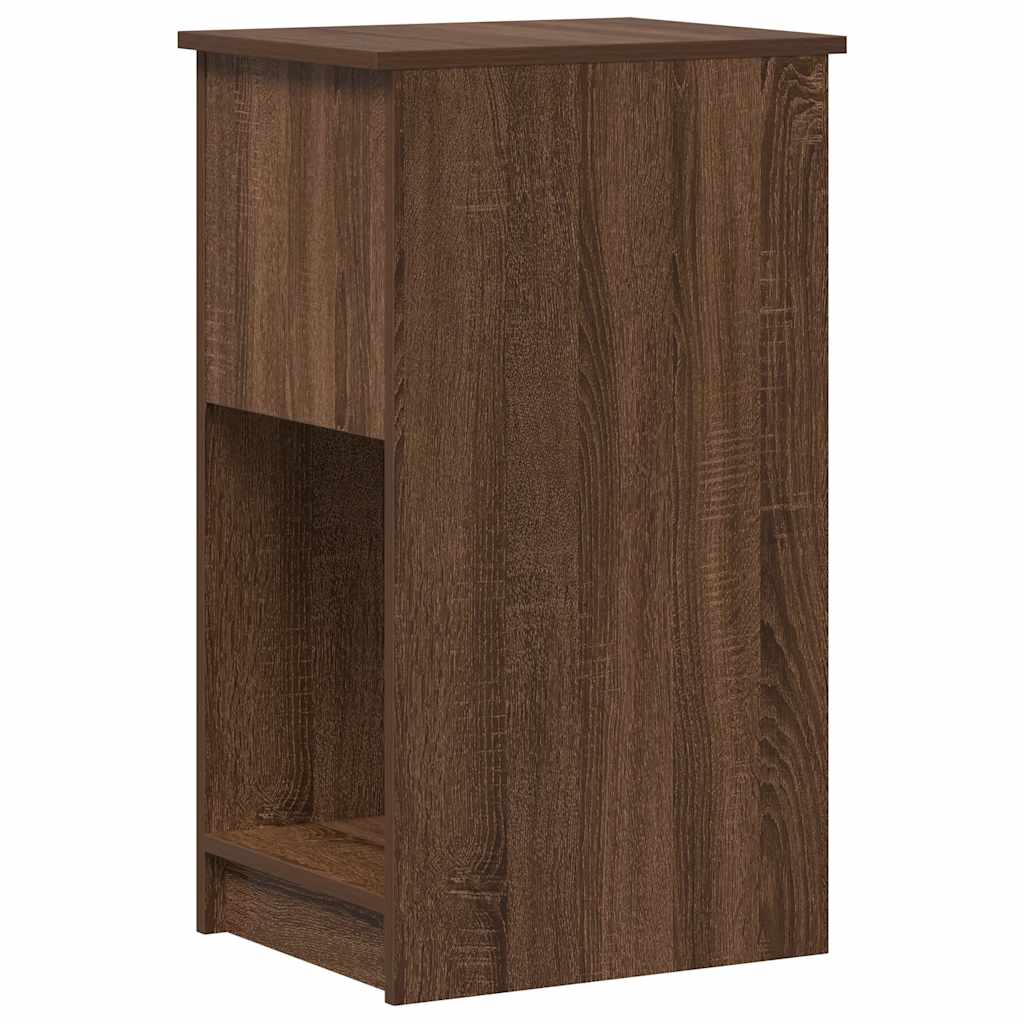 Brown Oak Computer Tower Stand with Drawer - 35x45x77 cm