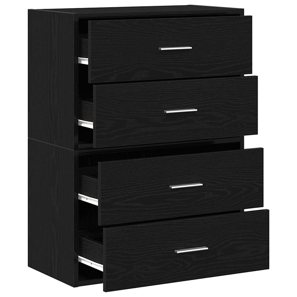Cabinets with 2 Drawers 2 pcs Black Oak 60x31x40 cm Engineered Wood