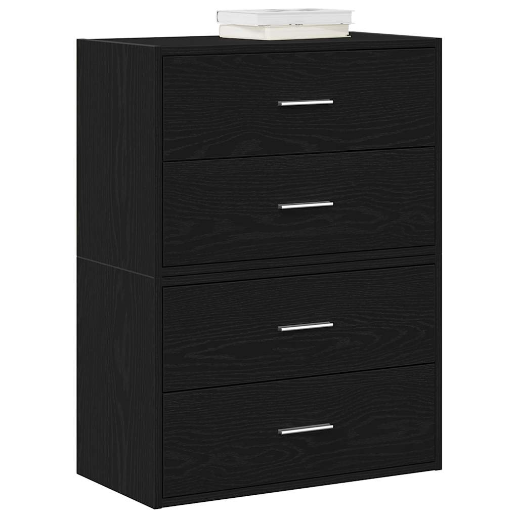 Cabinets with 2 Drawers 2 pcs Black Oak 60x31x40 cm Engineered Wood