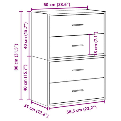 Cabinets with 2 Drawers 2 pcs Smoked Oak 60x31x40 cm Engineered Wood