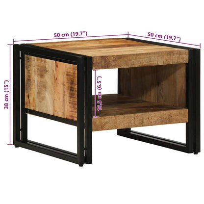 Coffee Table 50x50x38 cm Solid Rough Wood Mango