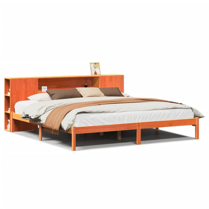 Bookcase Bed without Mattress Wax Brown 180x200 cm Super King Solid Wood Pine