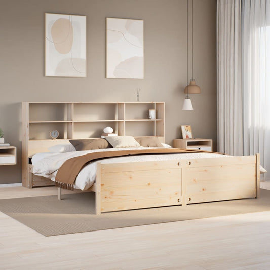 Solid Pine Wood Super King Bookcase Bed 180x200 cm - No Mattress
