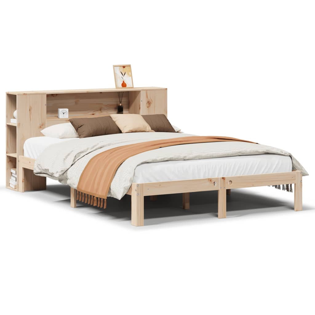 Solid Pine Wood Bookcase Bed Frame 120x200cm - No Mattress Included