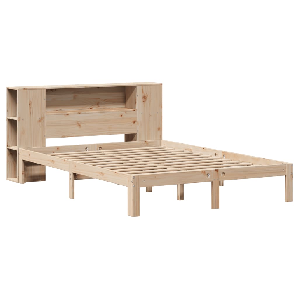 Solid Pine Wood Bookcase Bed Frame 120x200cm - No Mattress Included
