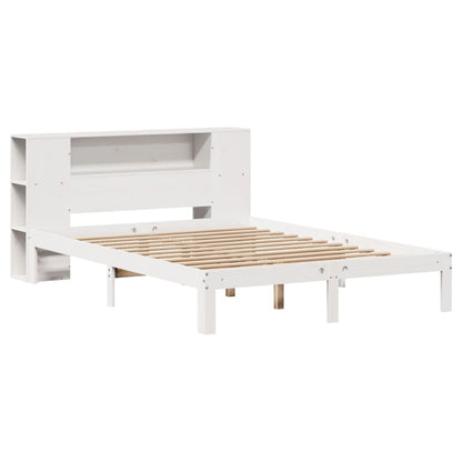 Solid Wood Pine Bookcase Bed, White, 120x200cm - No Mattress