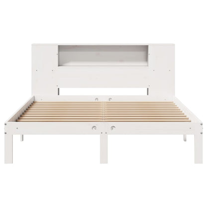 Solid Wood Pine Bookcase Bed, White, 120x200cm - No Mattress
