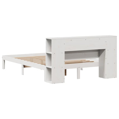 Solid Wood Pine Bookcase Bed, White, 120x200cm - No Mattress