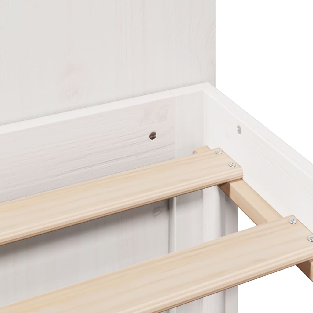 White Pine Wood King Size Bookcase Bed Frame 150x200 cm