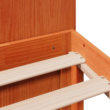 Solid Wood Pine Bookcase Bed, Wax Brown 140x200cm (No Mattress)