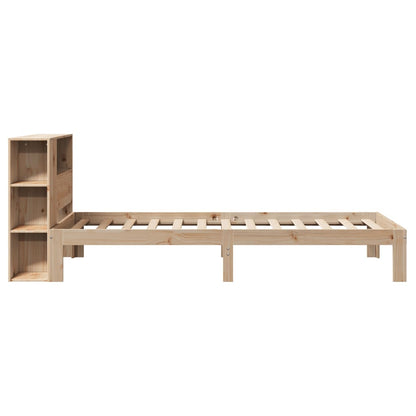Solid Pine Wood Bookcase Bed Frame 90x200cm - No Mattress Included