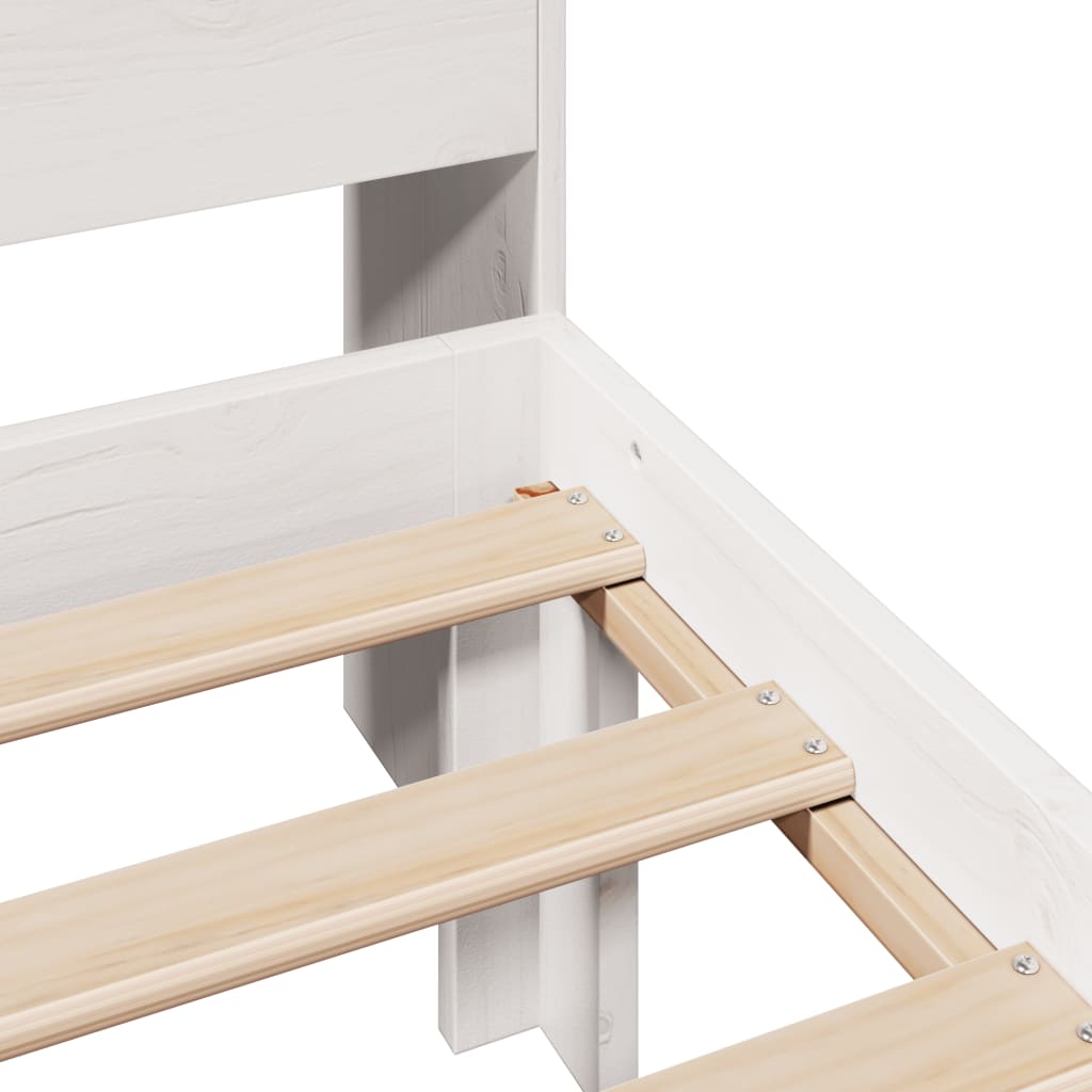 Solid Pine White Bookcase Bed Frame 100x200cm - No Mattress Included