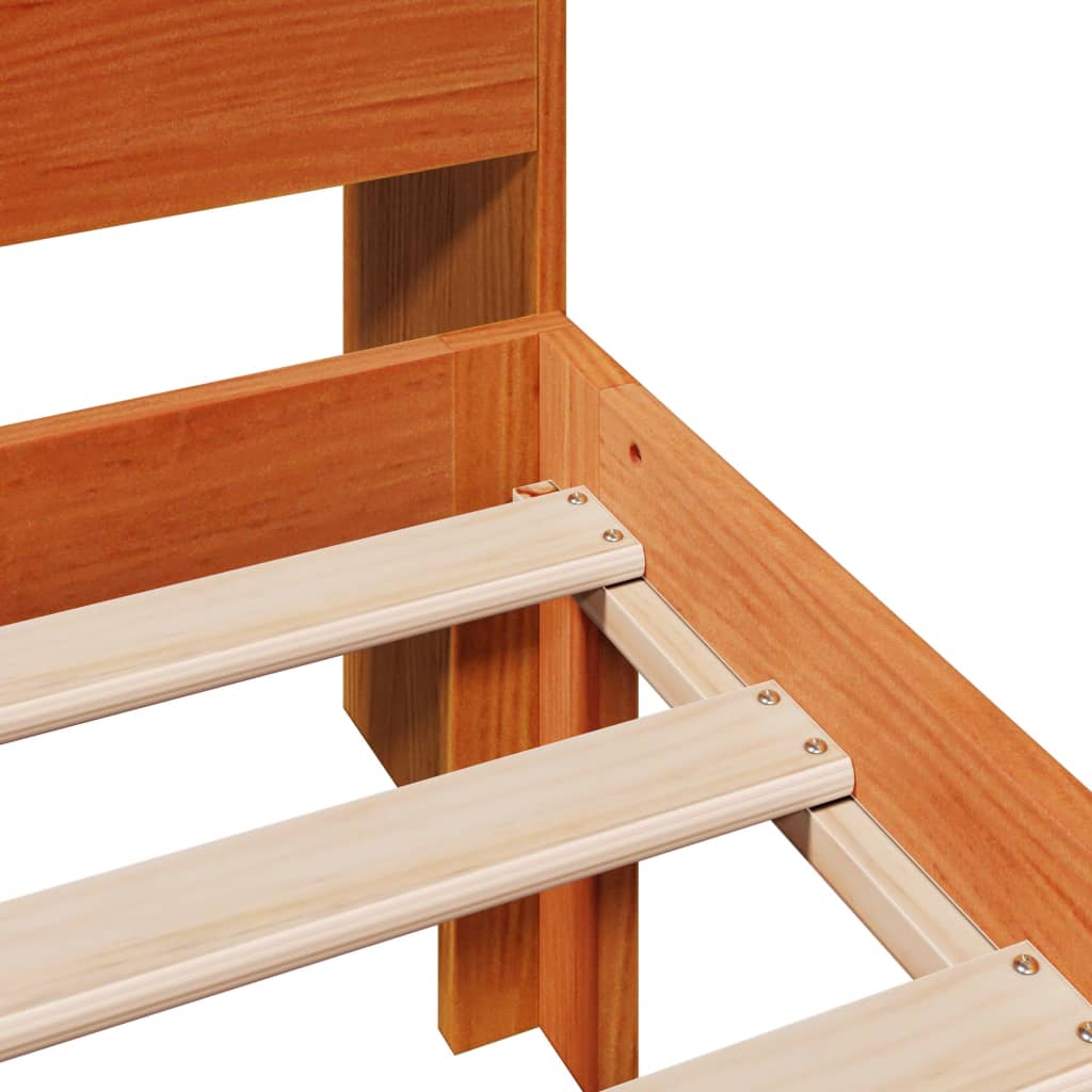 Wax Brown Solid Pine Bookcase Bed 75x190 cm - Small Single Frame