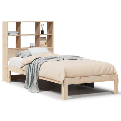 Solid Pine Bookcase Bed Frame 90x190 cm Single (Mattress Not Included)