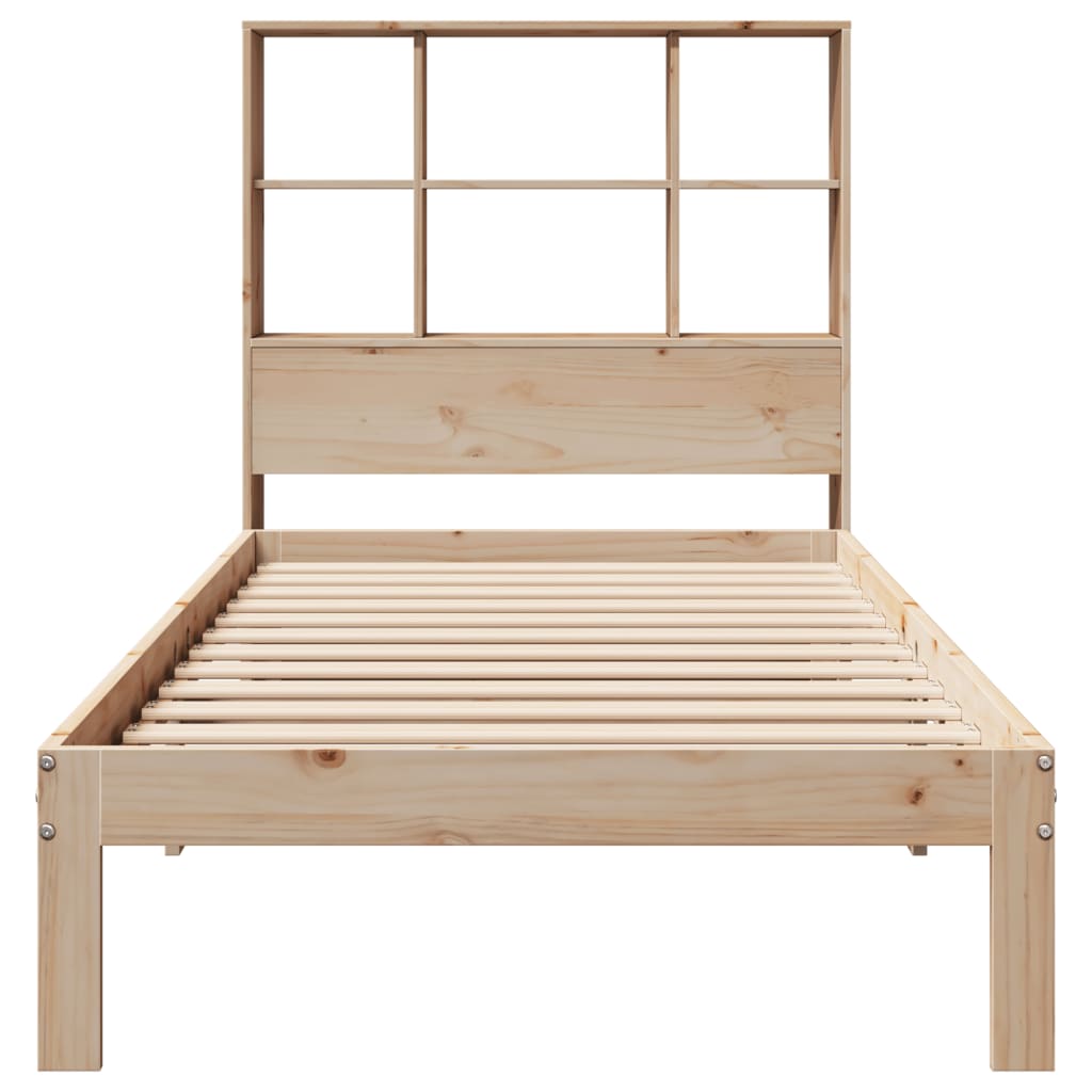Solid Pine Bookcase Bed Frame 90x190 cm Single (Mattress Not Included)
