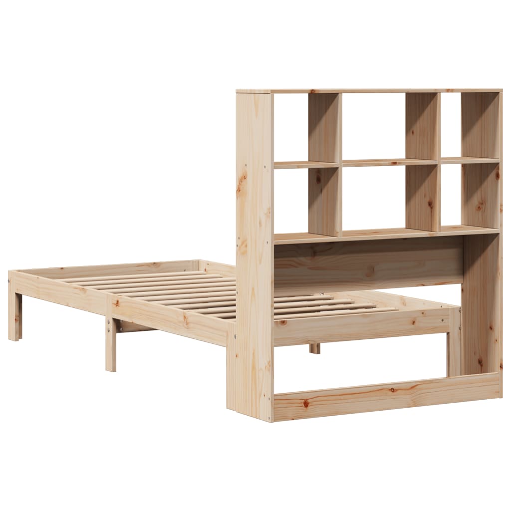 Solid Pine Bookcase Bed Frame 90x190 cm Single (Mattress Not Included)