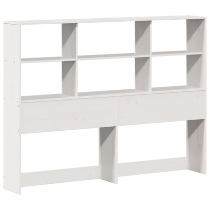 White Solid Pine Bookcase Bed Frame 140x190cm - No Mattress