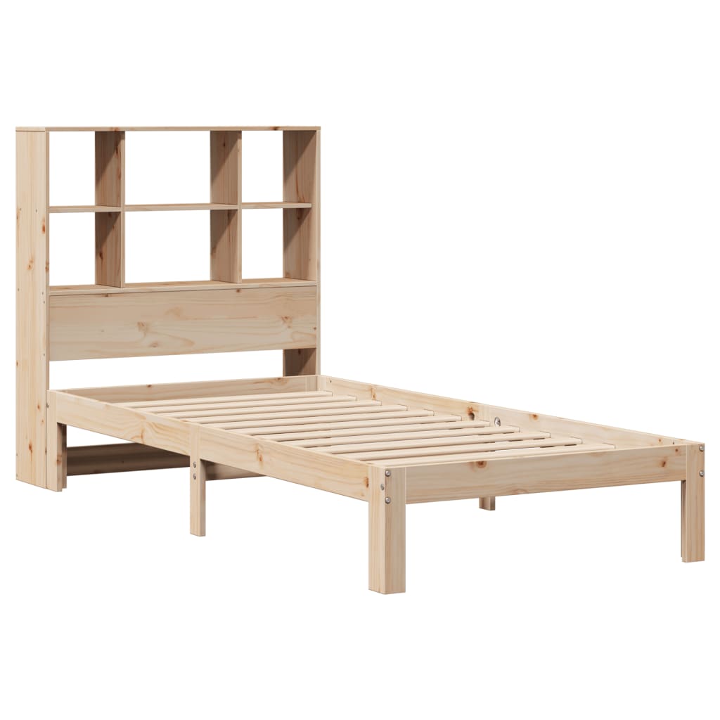 Solid Pine Bookcase Bed 90x200cm - No Mattress Included
