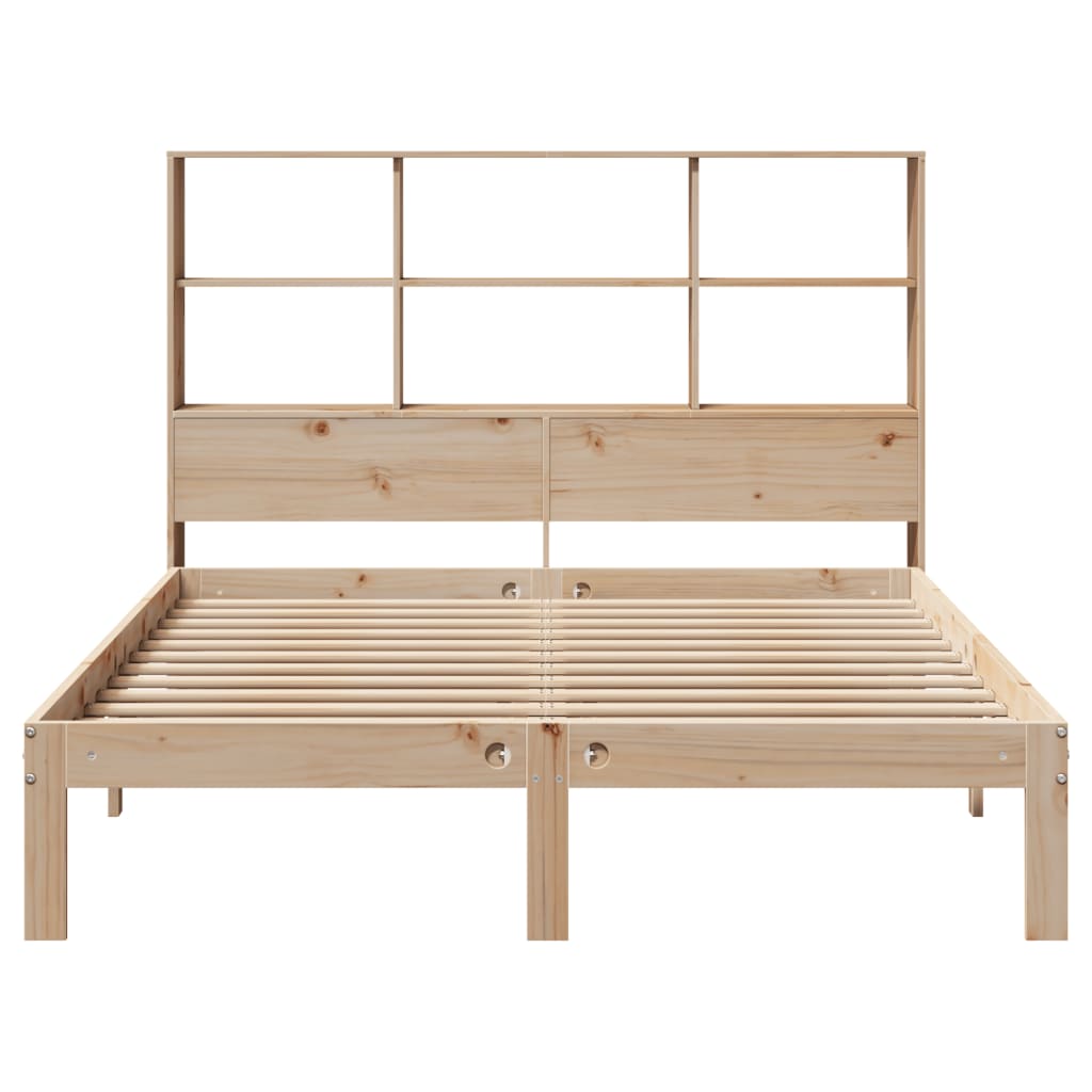 Solid Pine Bookcase Bed Frame 140x200cm | No Mattress Included