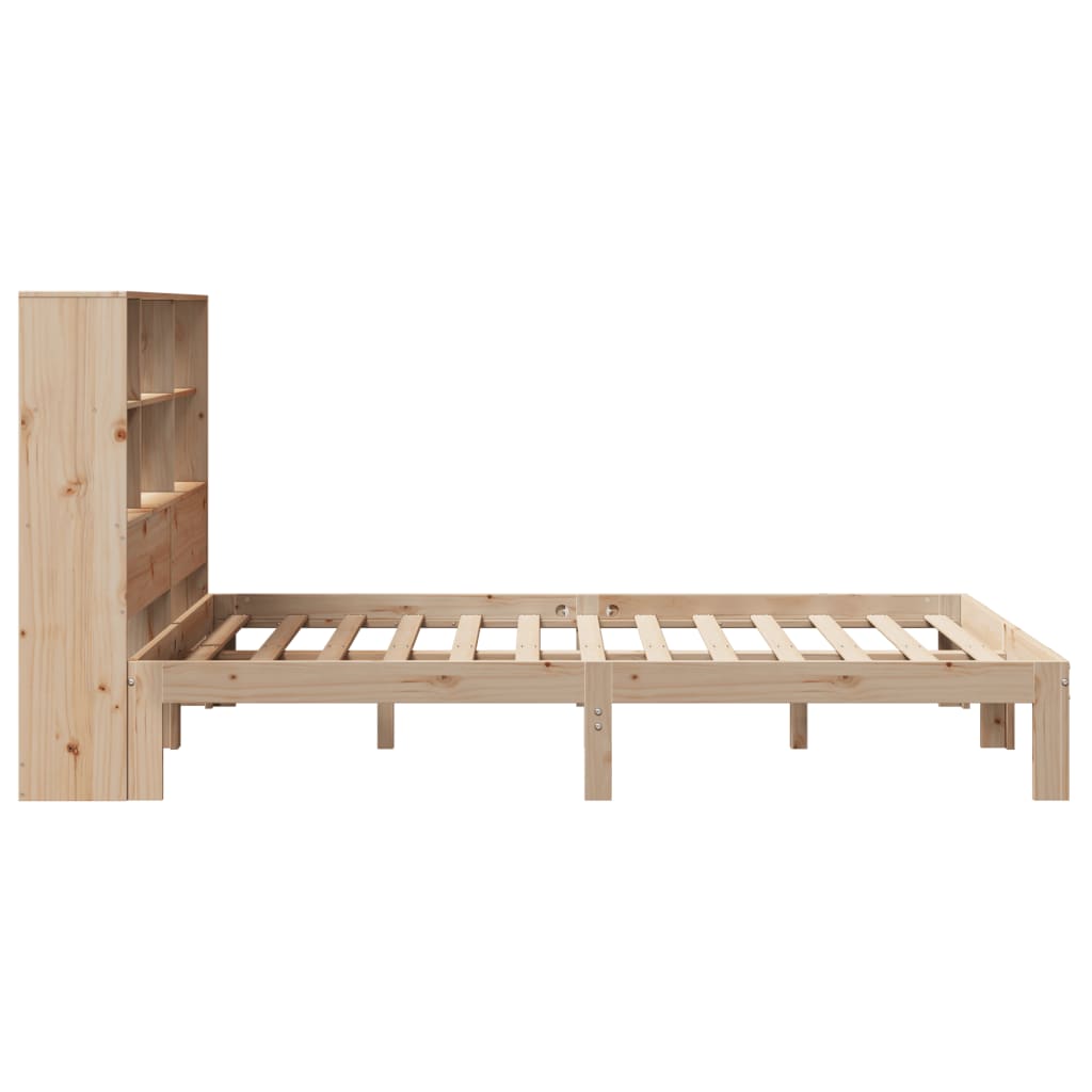 Solid Pine Bookcase Bed Frame 140x200cm | No Mattress Included