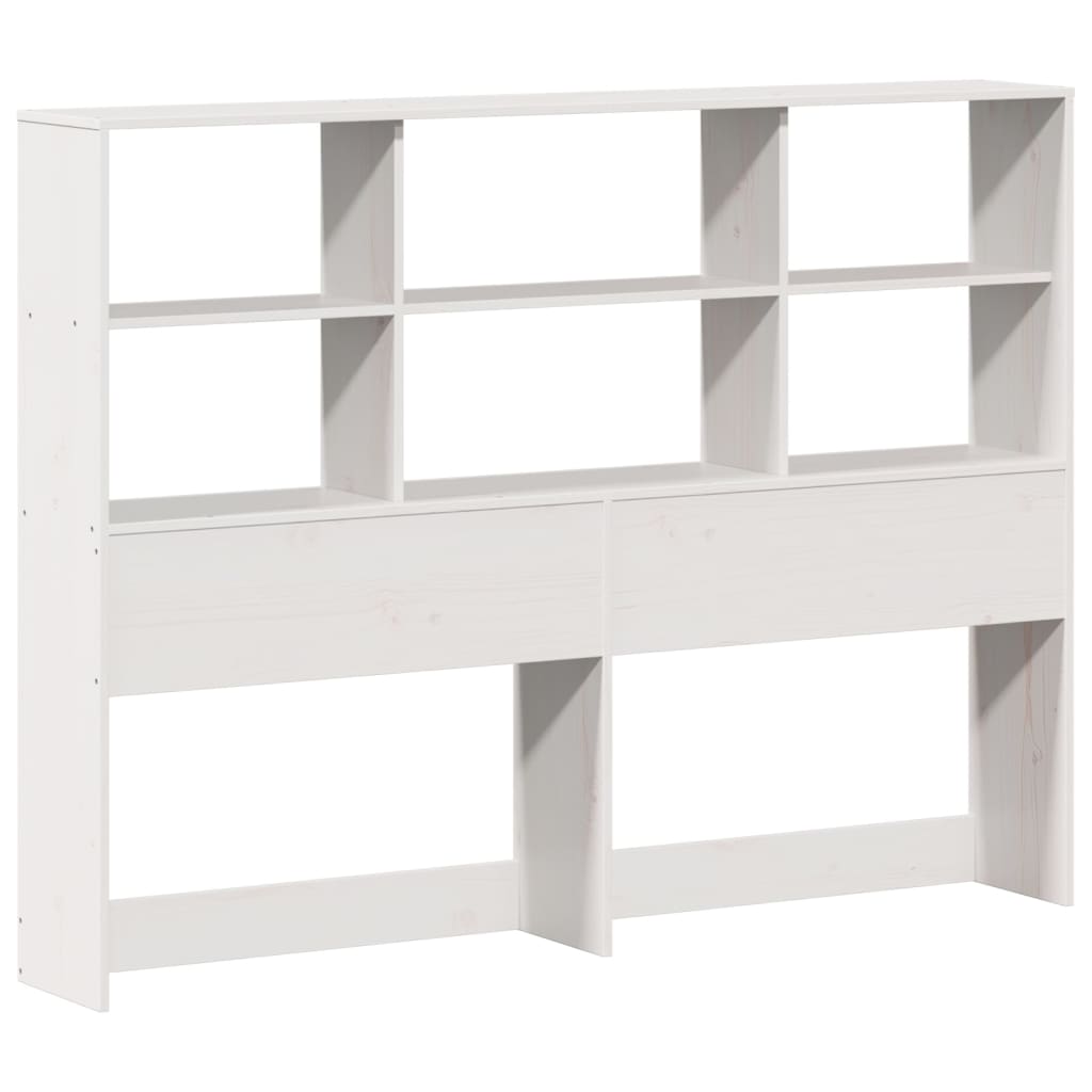 Solid Pine Wood White Bookcase Bed 140x200cm - No Mattress Included