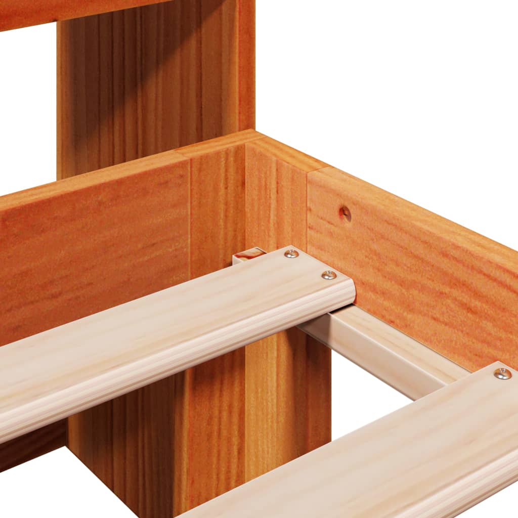 Wax Brown Solid Pine Bookcase Bed Frame 135x190 cm Double