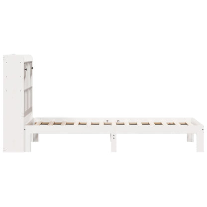 Solid Pine White Bookcase Bed Frame 75x190cm (No Mattress)