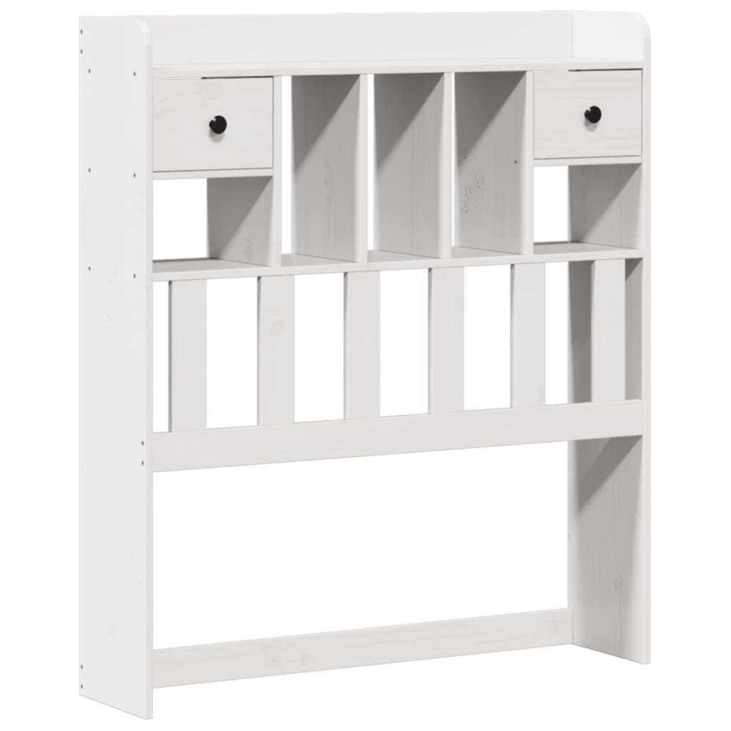 Solid Pine White Bookcase Bed Frame 75x190cm (No Mattress)