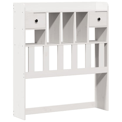 Solid Pine White Bookcase Bed Frame 75x190cm (No Mattress)