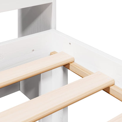 Solid Pine White Bookcase Bed Frame 75x190cm (No Mattress)
