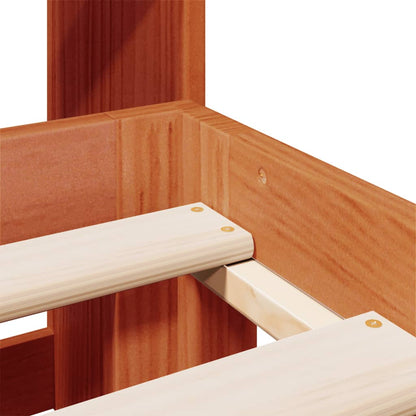 Solid Pine Wax Brown Bookcase Bed 135x190cm - No Mattress Included