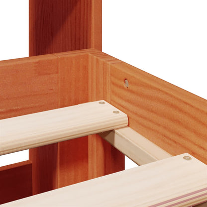 Wax Brown Solid Pine Bookcase Bed Frame 180x200cm - No Mattress