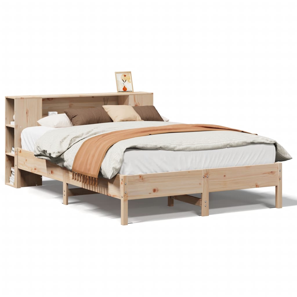Solid Pine King Bookcase Bed Frame 150x200cm - No Mattress Included