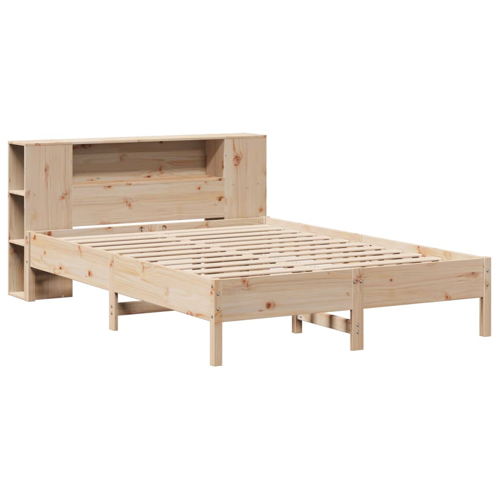 Solid Pine King Bookcase Bed Frame 150x200cm - No Mattress Included