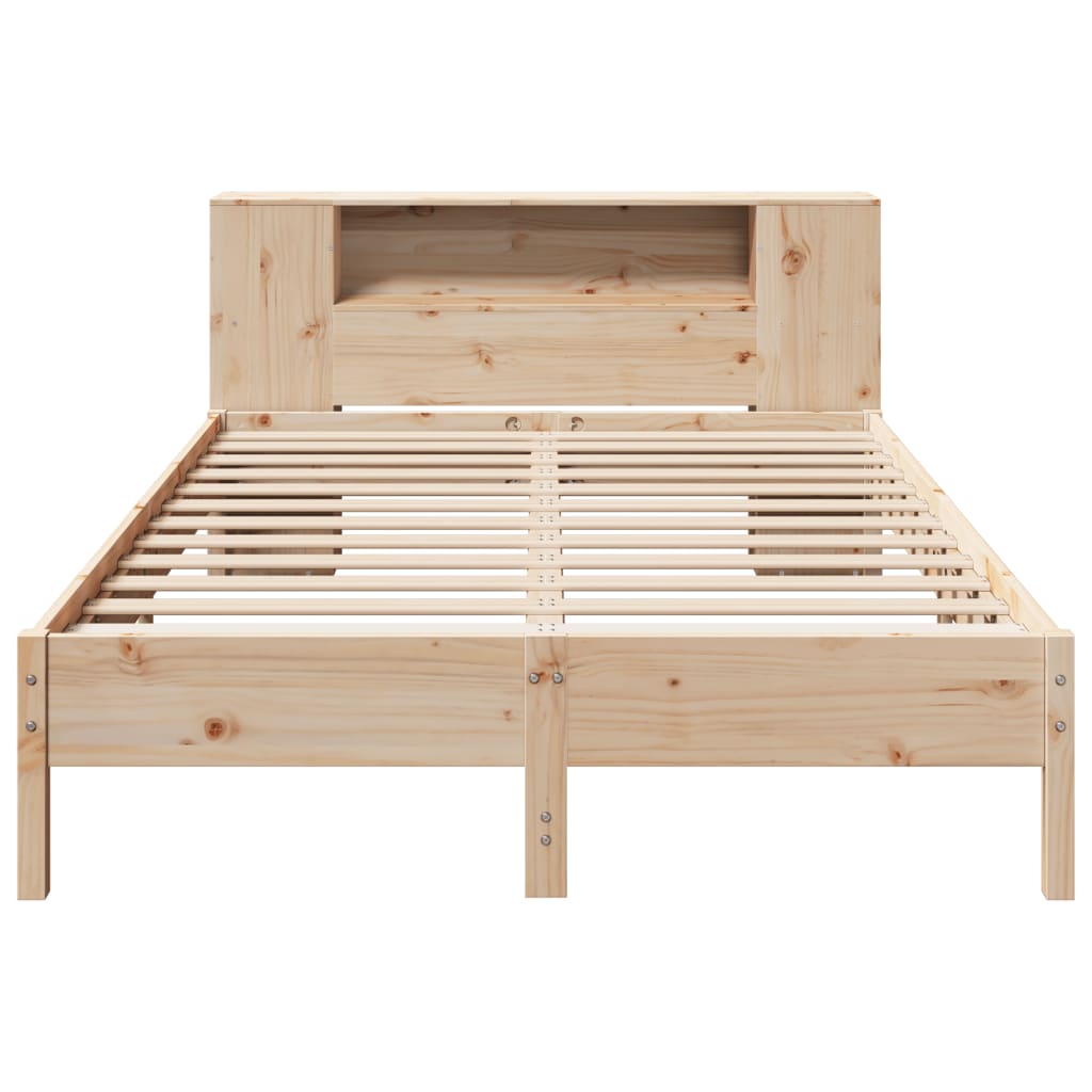Solid Pine Wood Bookcase Bed Frame 120x200 cm (No Mattress)