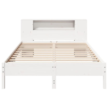 Solid Pine Wood White Bookcase Bed Frame 120x200 cm