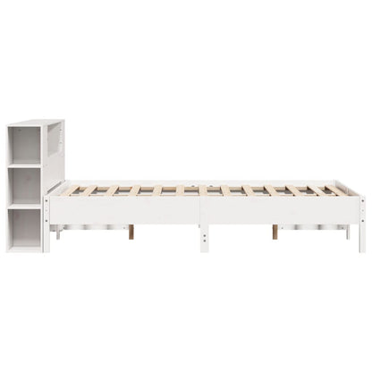 Solid Pine Wood White Bookcase Bed Frame 120x200 cm