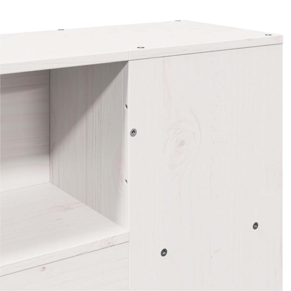 Solid Wood Pine Bookcase Bed, White 140x190 cm – No Mattress Included