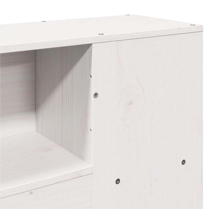 Solid Wood Pine Bookcase Bed, White 140x190 cm – No Mattress Included