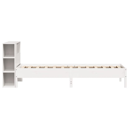 Solid Pine White Bookcase Bed 100x200cm - Mattress Not Included