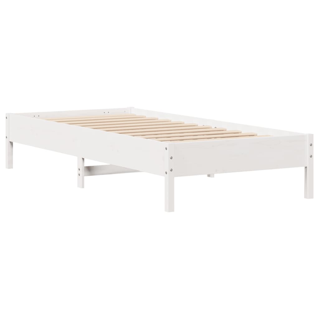 Solid Pine White Bookcase Bed 100x200cm - Mattress Not Included