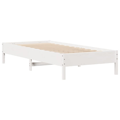 Solid Pine White Bookcase Bed 100x200cm - Mattress Not Included