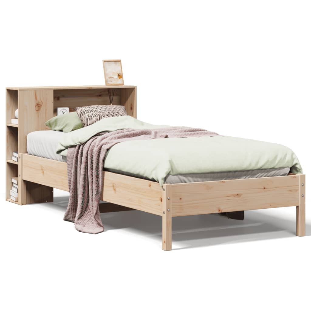 Solid Pine Bookcase Bed 75x190 cm Small Single - No Mattress