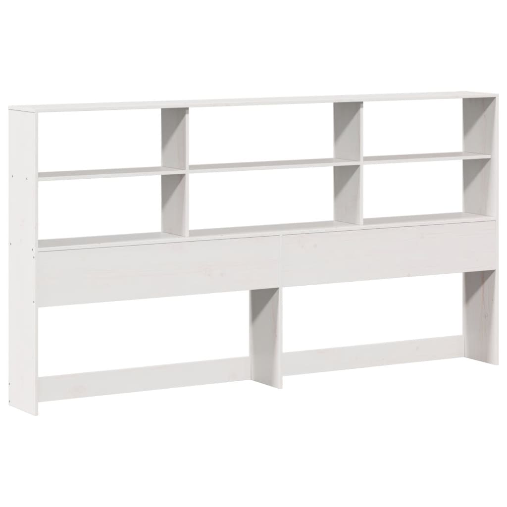 White Solid Pine Wood Bookcase Bed, Super King 180x200 cm
